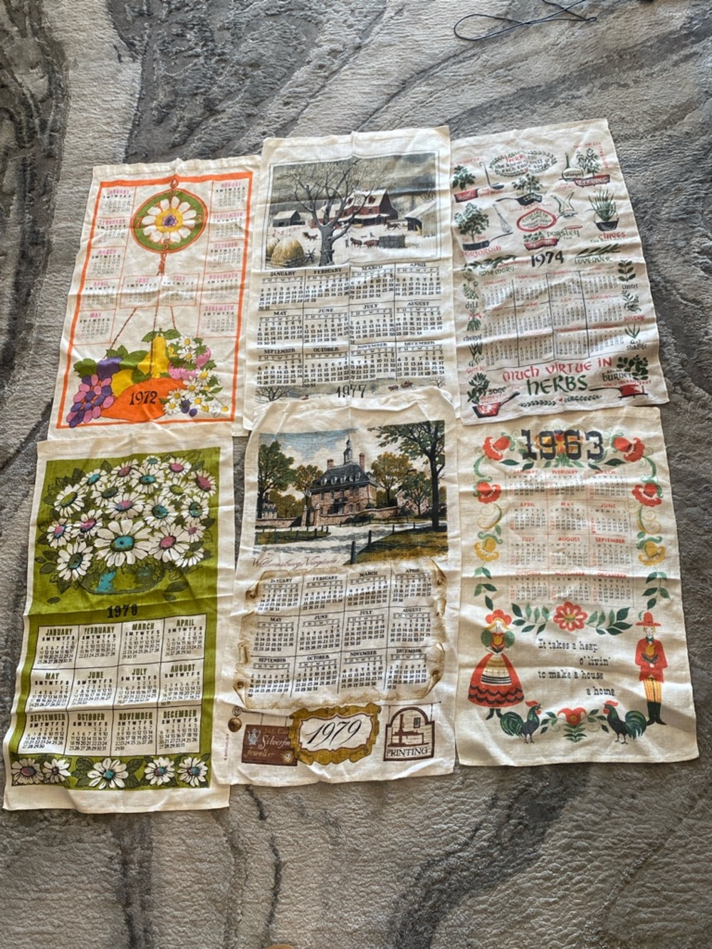 Vintage six calender Tea Towel Bundle